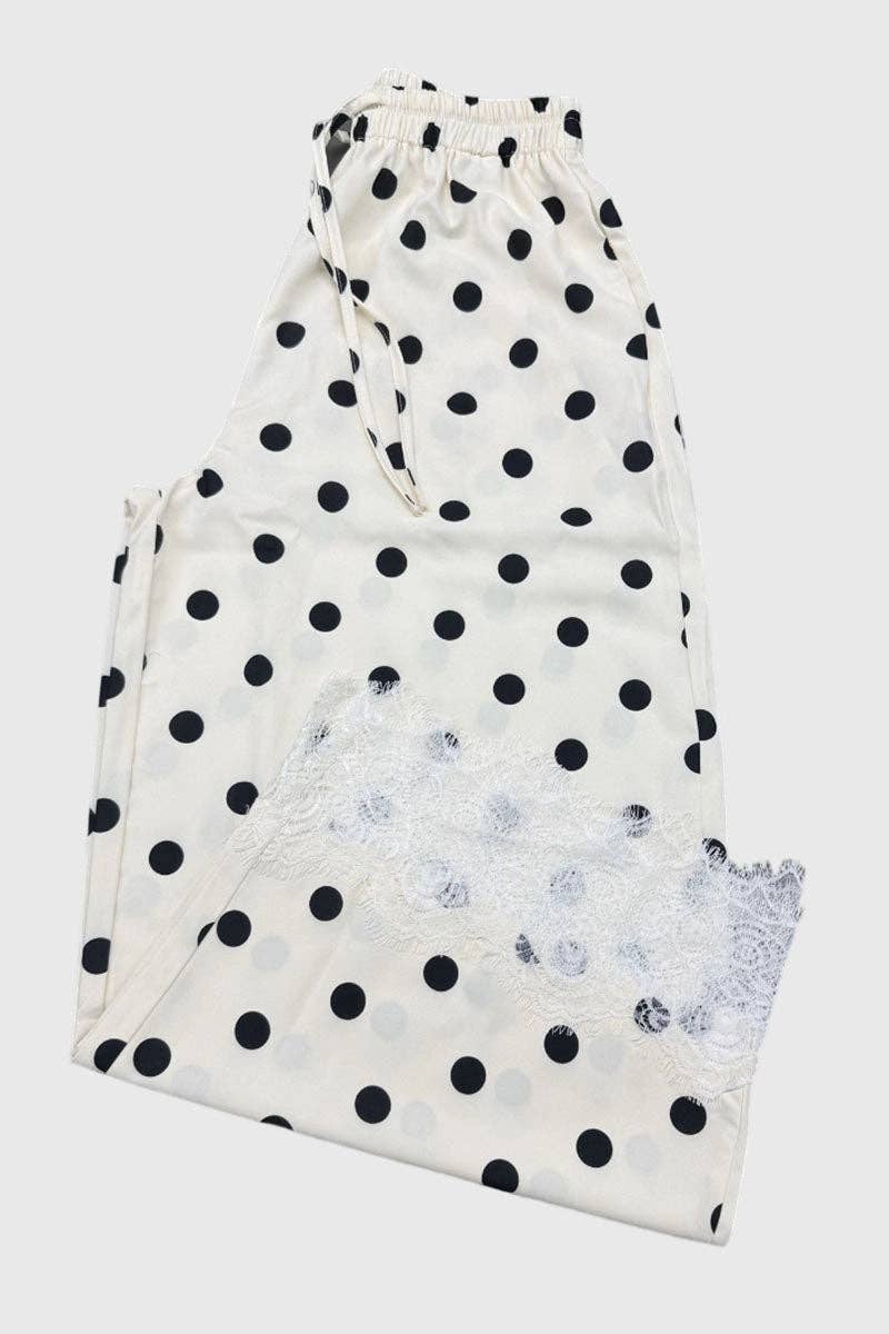 Drawstring Polka Dot Lace Pants