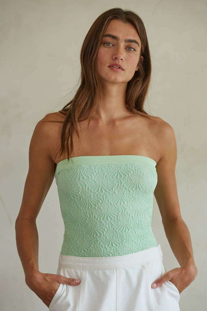 Knit Modal Nylon Spandex Seamless Jacquard Tube Top