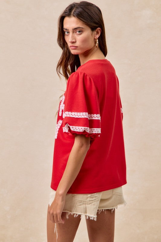Gameday Theme Top with Touch Down Patchwork