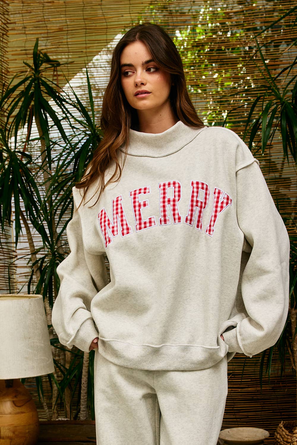 "MERRY" Varsity Mock Neck Sweatshirt