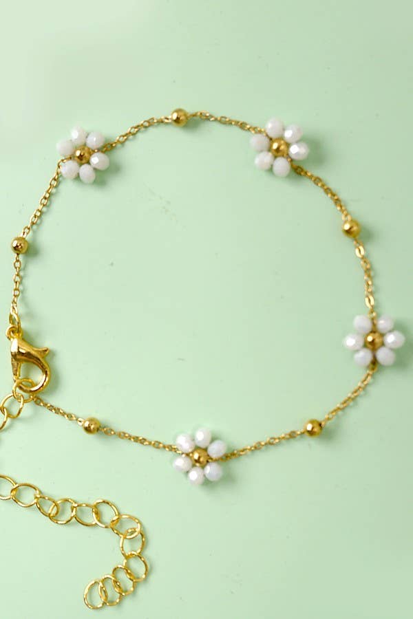 Summer Multi Beaded Flower Charm Bracelet