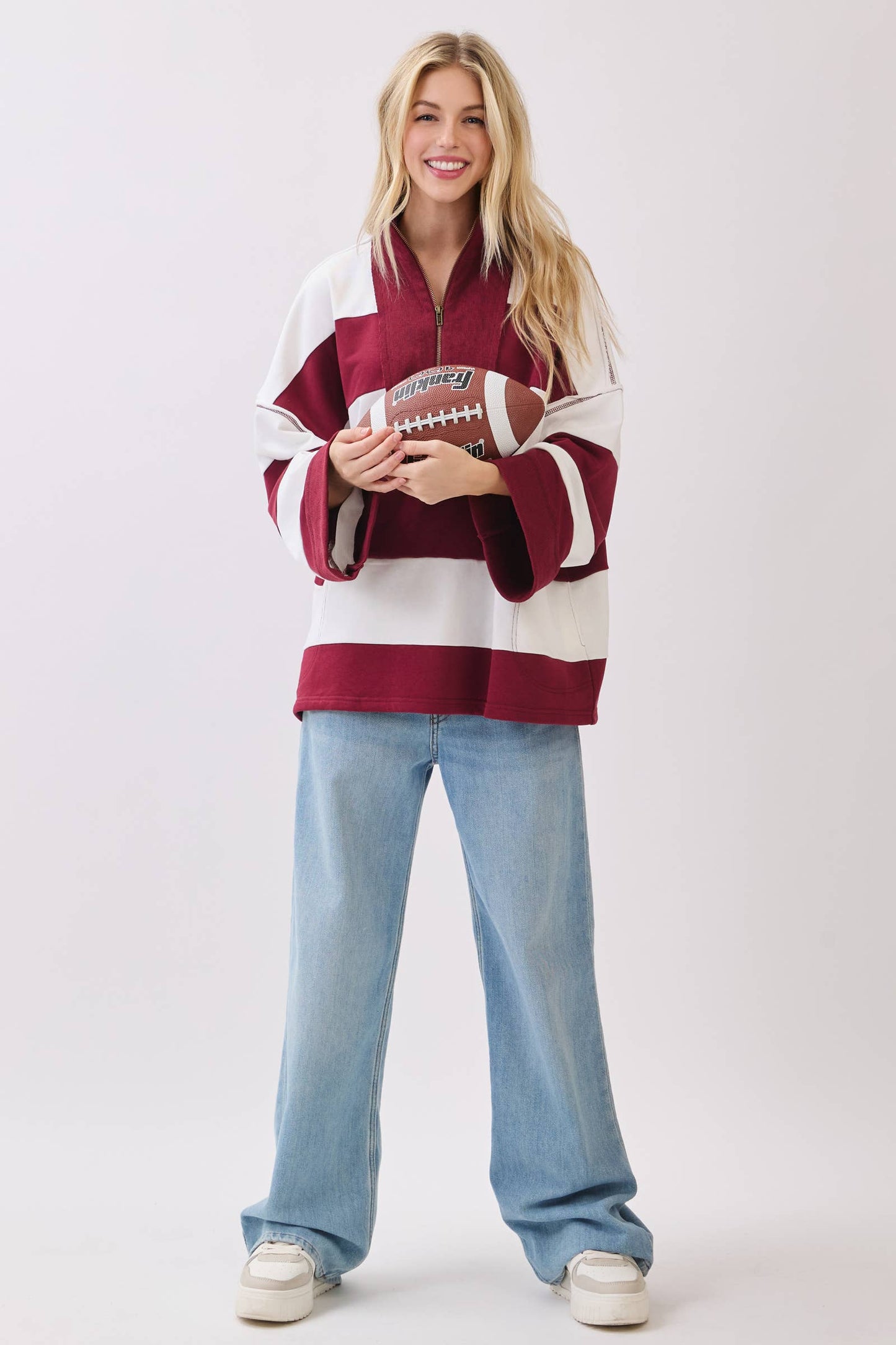 Game day Varsity Stripe Zip Pullover