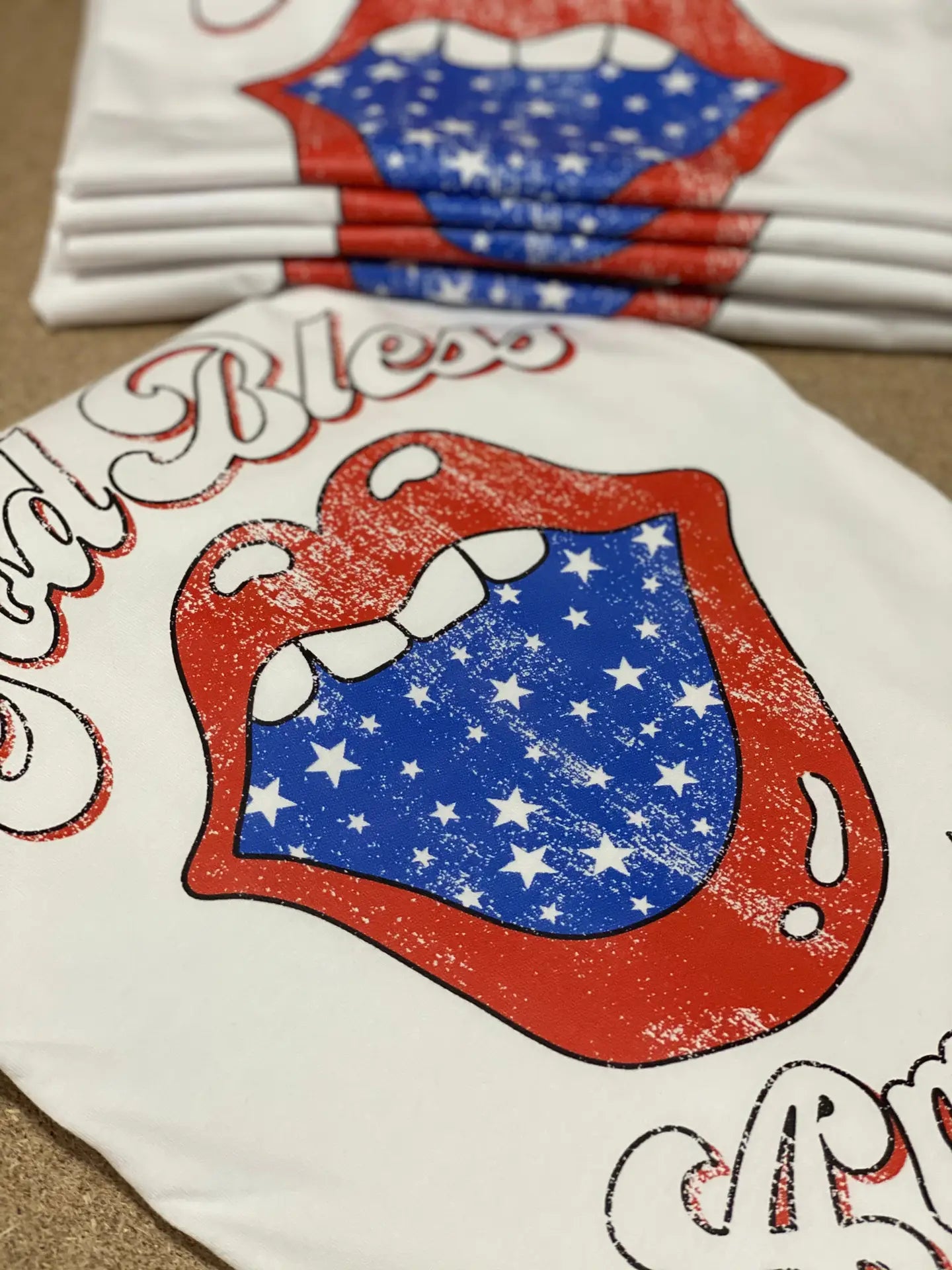 God Bless America Lips Graphic Tee