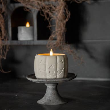 Jack-O-Lantern 3D Flame Candle - Cream