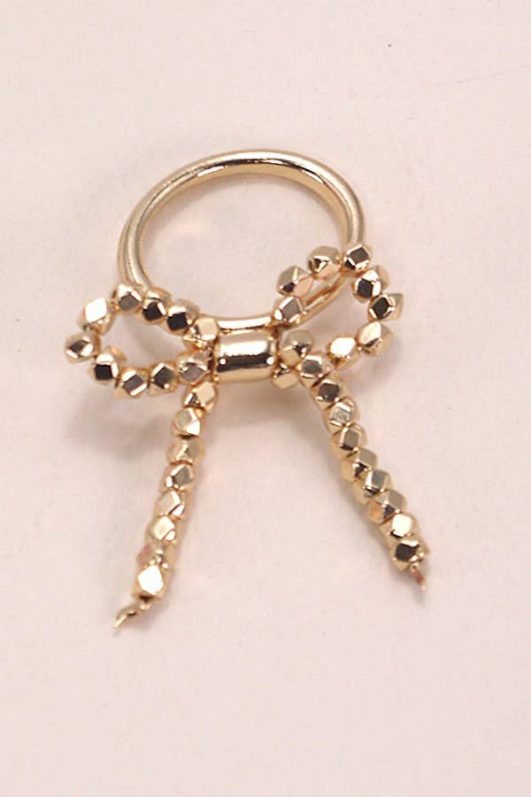 Facet Bead Bow Ribbon Ring