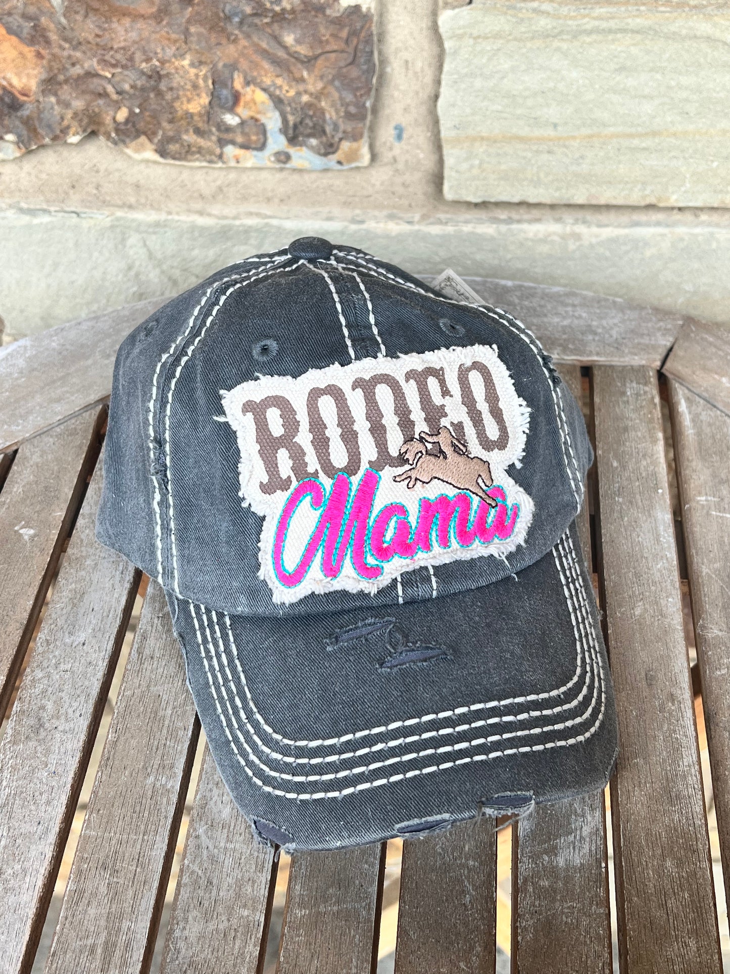 Rodeo Mama Distressed Ball Cap