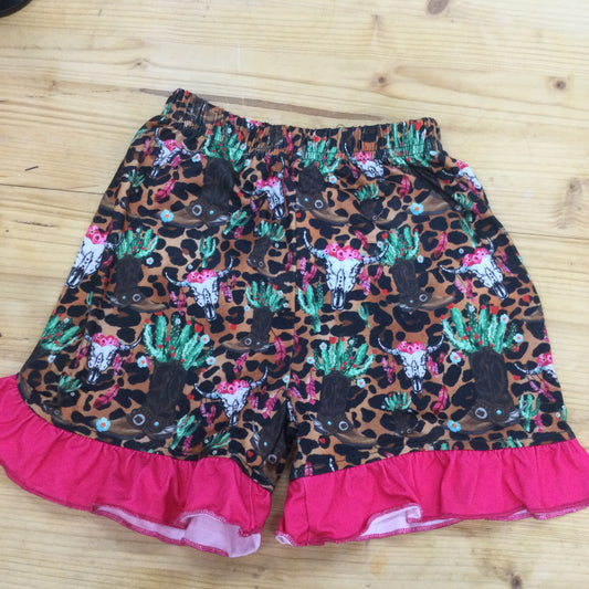 Childrens Leopard Cowskull Boot Shorts