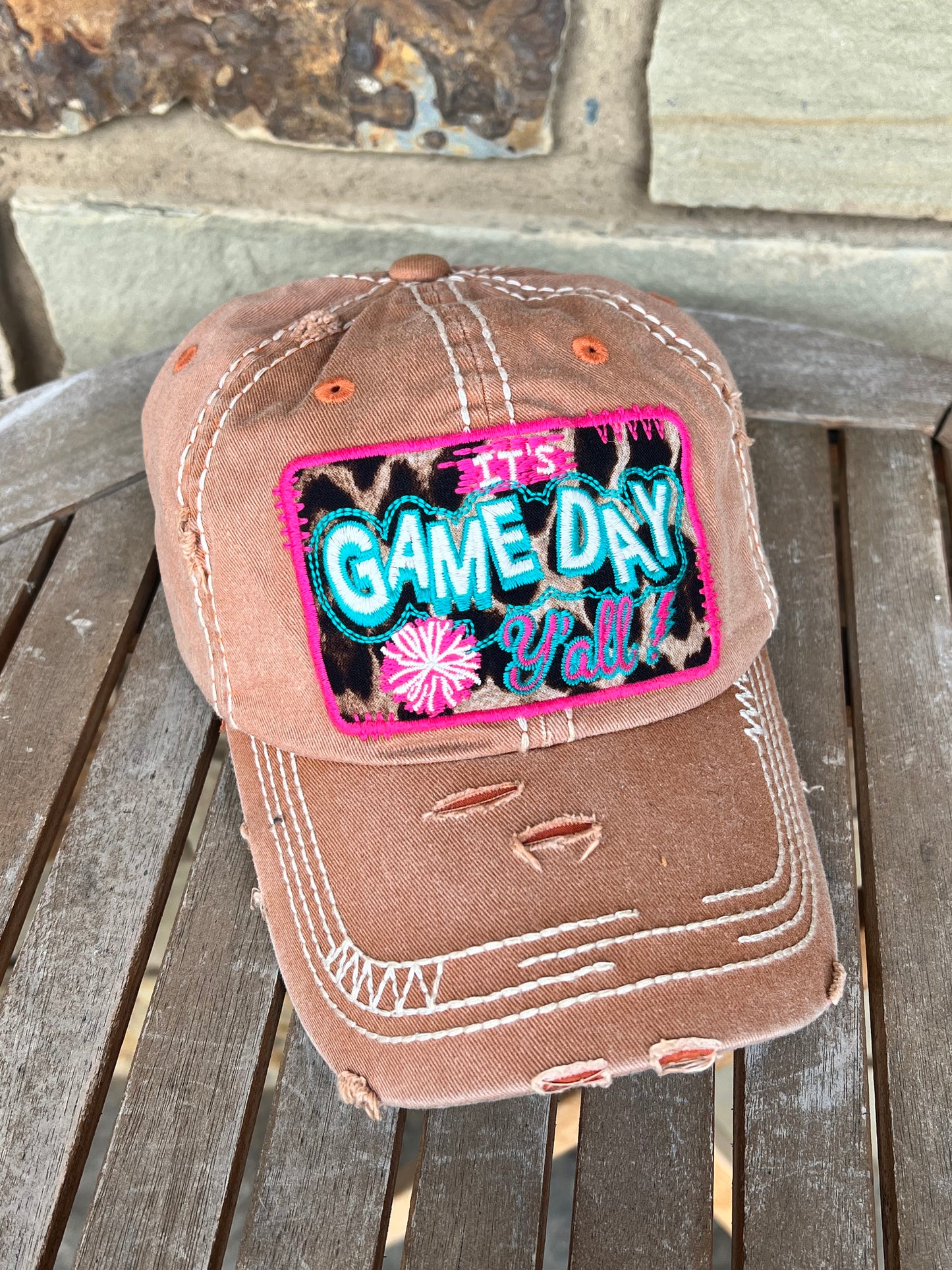 It's Game Day Y'all Distressed Ball Cap - Clay