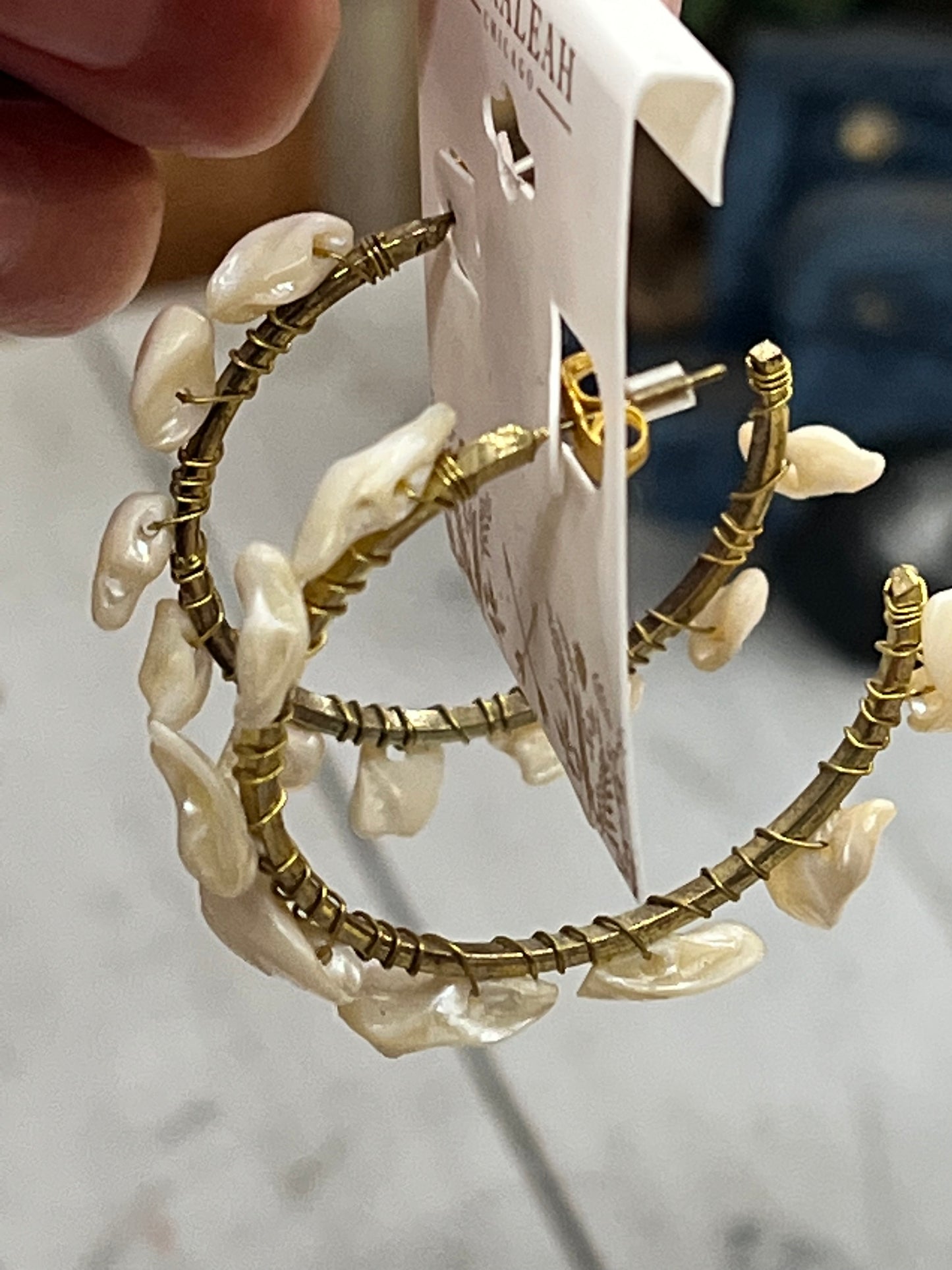Shell Beaded Hoop Earrings