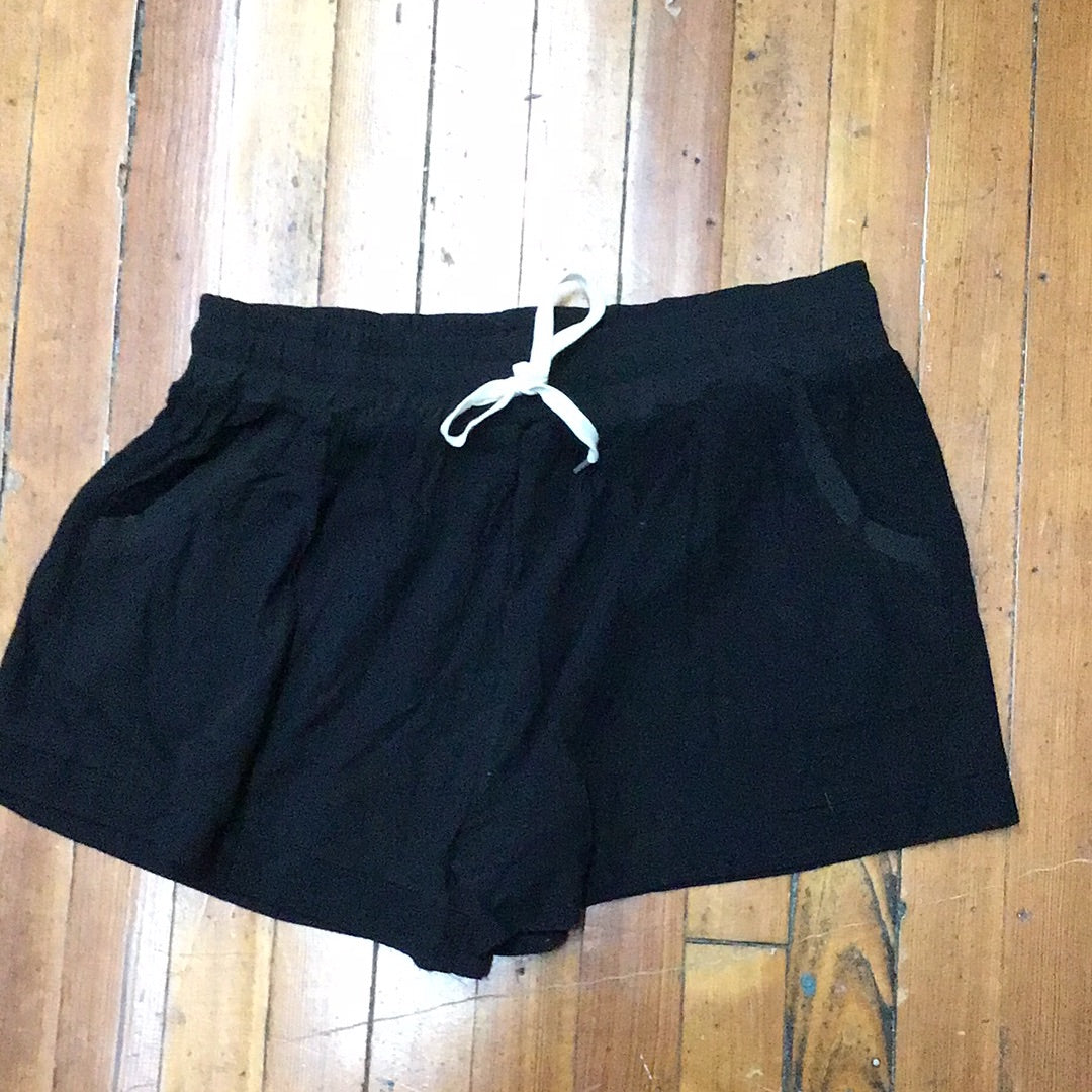 Curvy Girl Linen Blend High Waist Shorts - Black