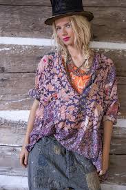 Magnolia Pearl Printed Prairie Top - Stone Rose