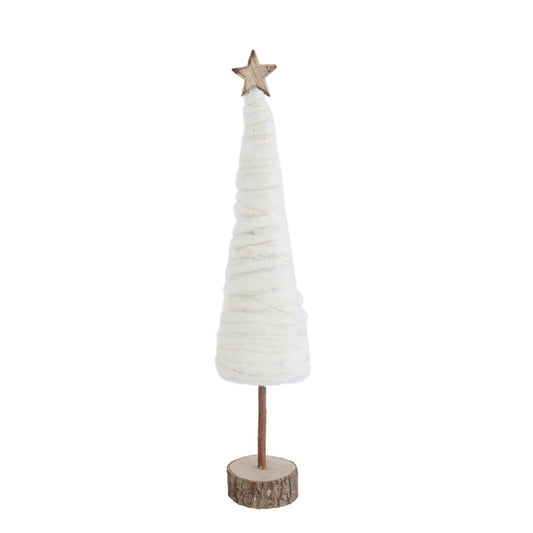 Wool Christmas Tree with Star and Wood Base