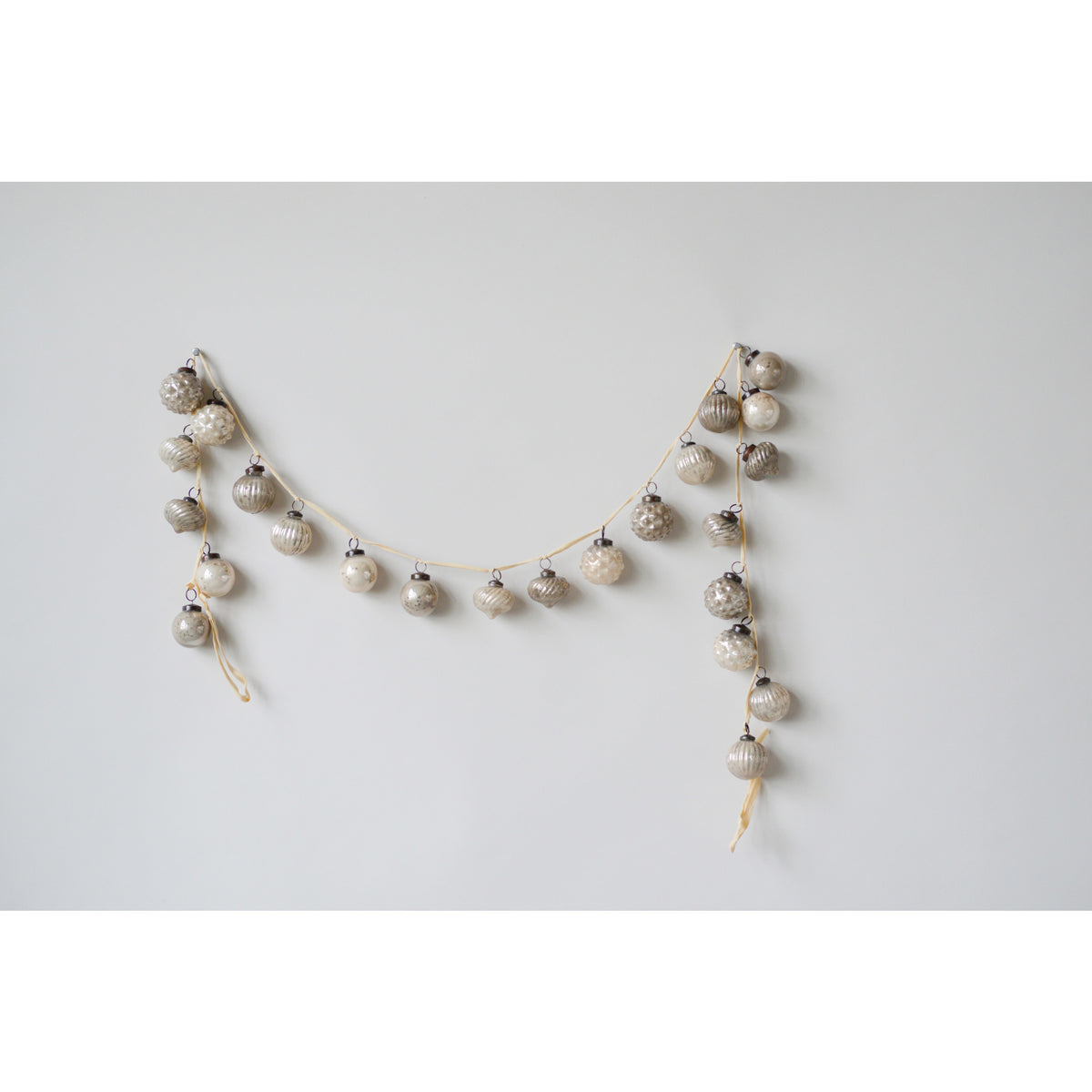 Embossed Mercury Glass Ornament Garland - Cream