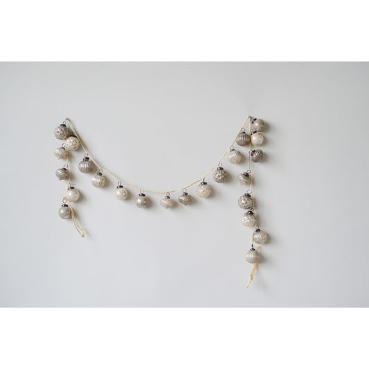 Embossed Mercury Glass Ornament Garland - Cream