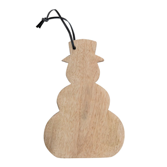 10"L x 7"W Mango Wood Snowman Shaped Cheese/Cutting Board