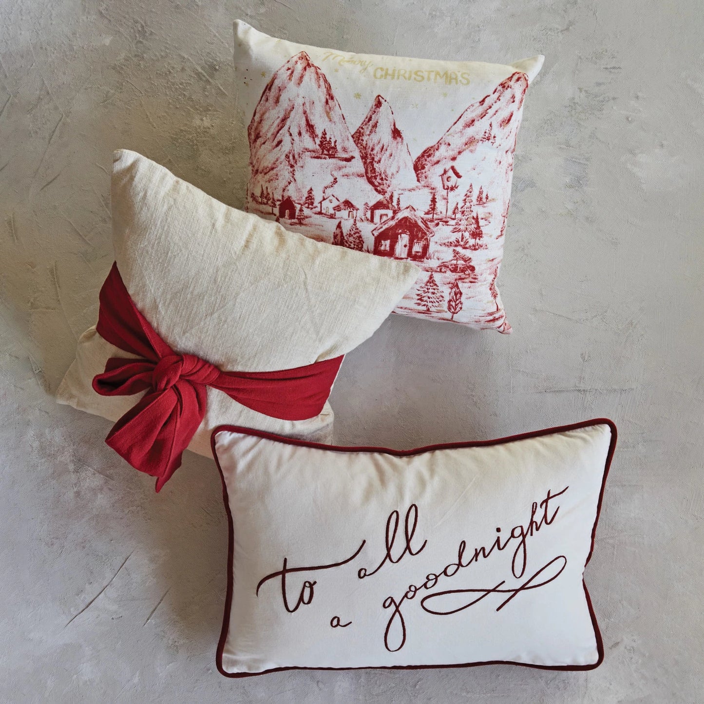 18" Square Hand-Woven Cotton Slub Pillow w/ Bow