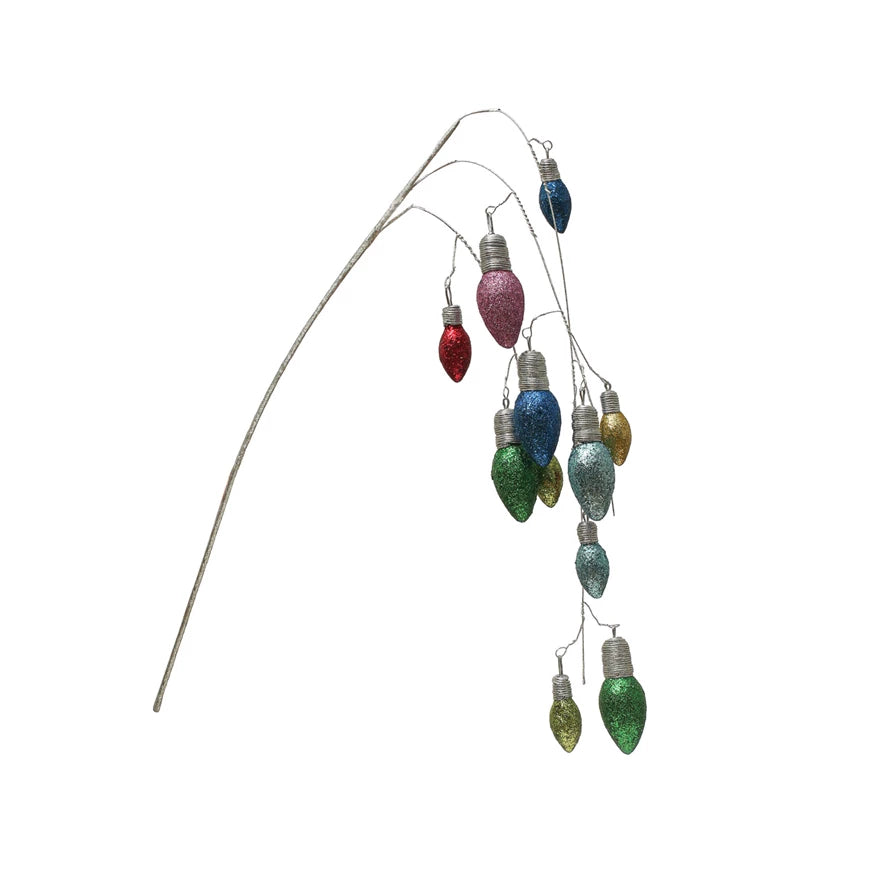 Plastic & Foam Light Bulb Branch w/ Glitter