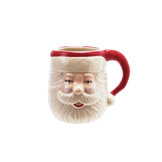 14 oz. Hand-Painted Stoneware Santa Head Shaped Mug.