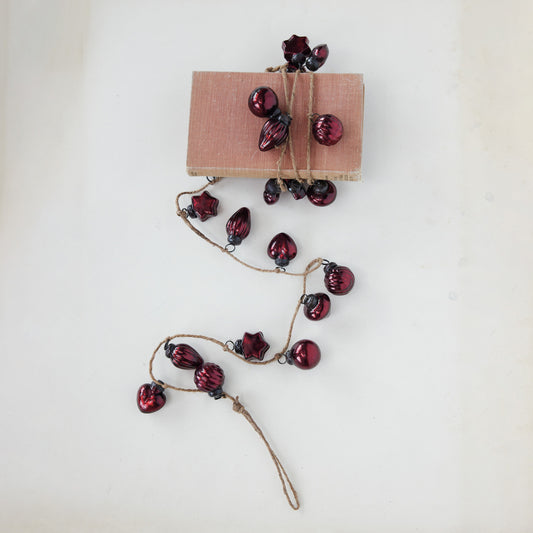 Embossed Mercury Glass Ornament Garland, Burgundy