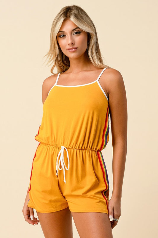 Ami Romper with Rainbow Side Detail - Sunkissed