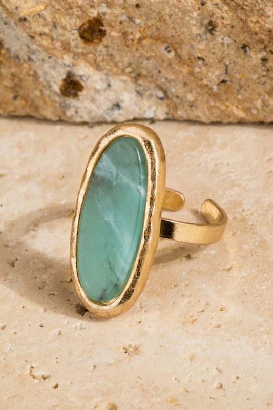 Natural Stone Oval Ring - Turquoise