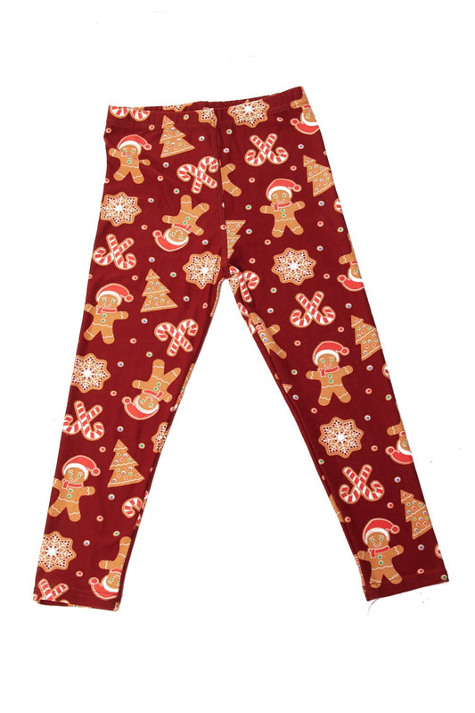 Kids Gingerbread Man Print Brushed Leggings