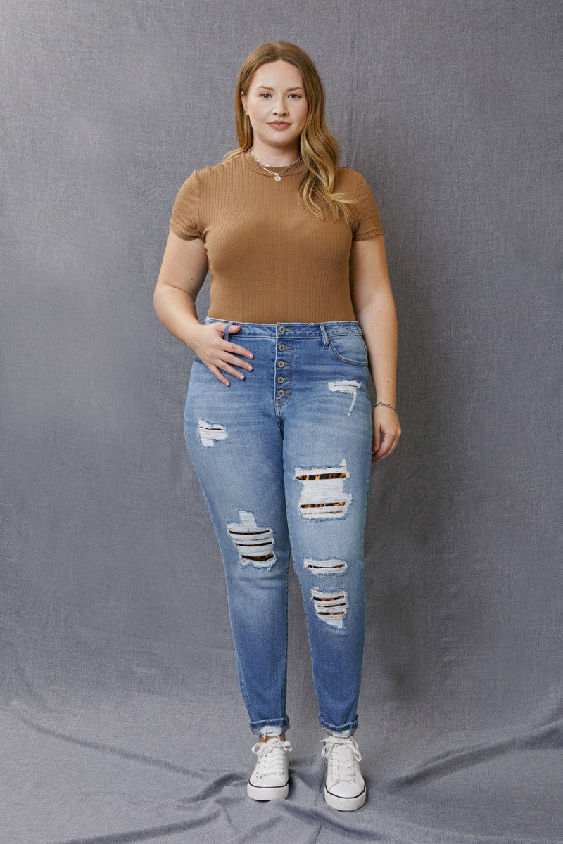Curvy Girl Kan Can Leopard Patch Classic Skinny Jeans – The Society  Marketplace