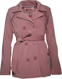 Curvy Girl Solid Sherpa Lined Soft Shell Peacoat - Blush