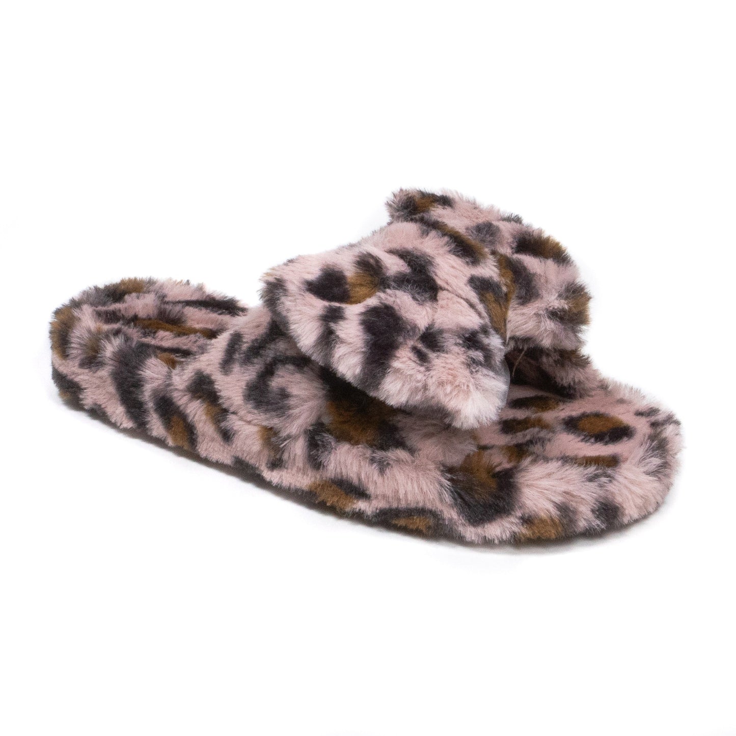 Cute & Cozy Bow-tied Fluffy Pink Leopard Slippers