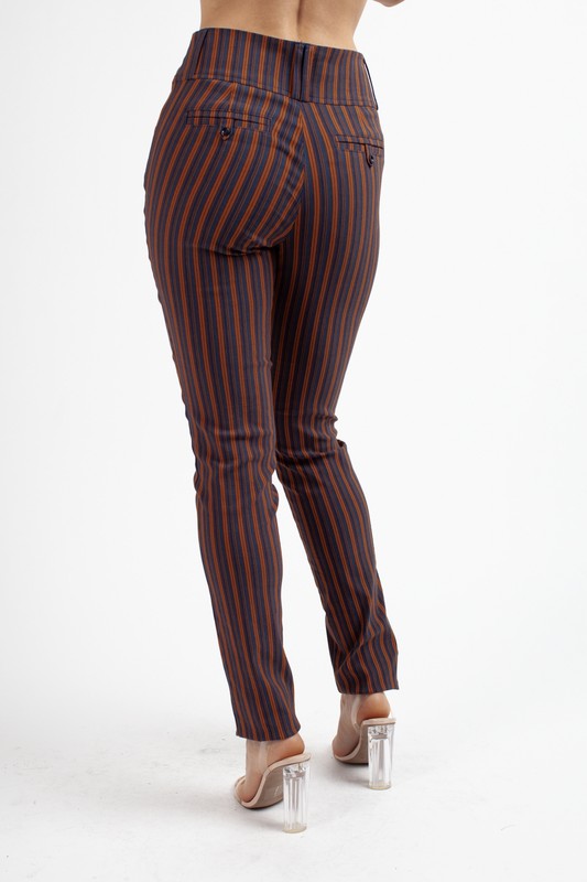 Stripe Print High Waist Skinny Pants