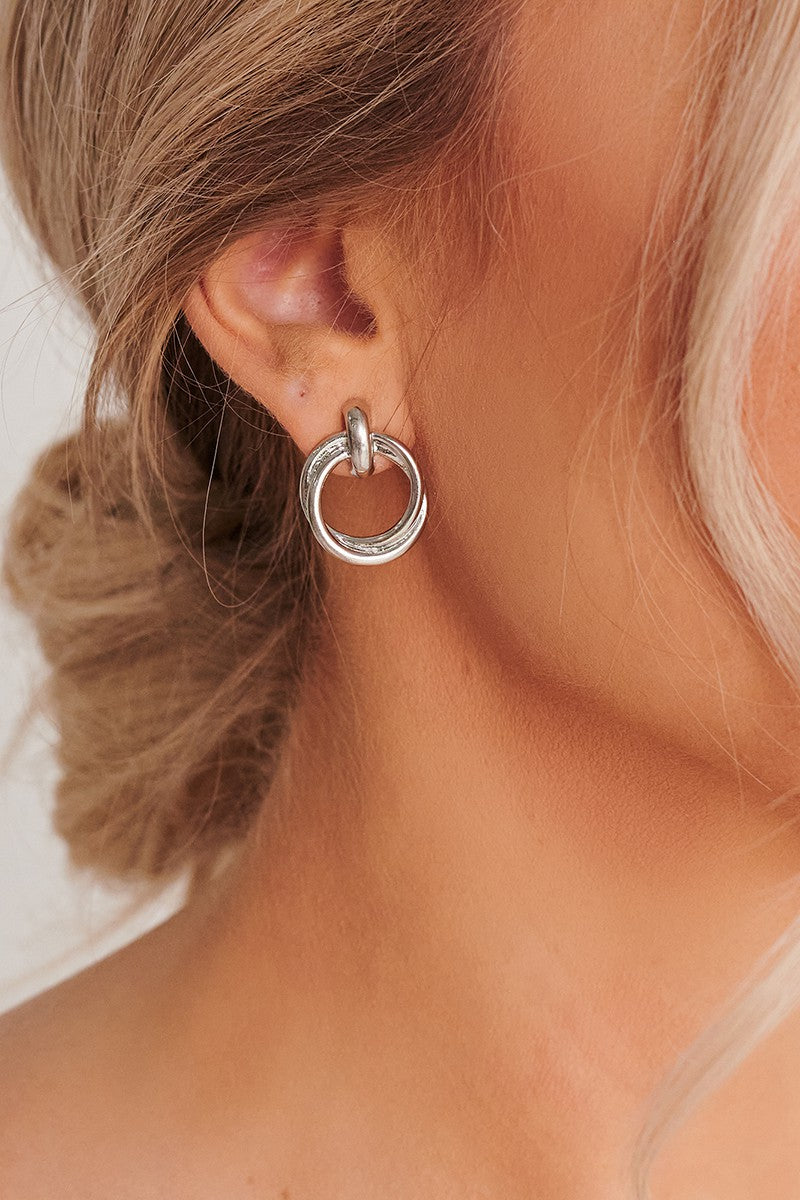 Silver Woven Hoop Earrings