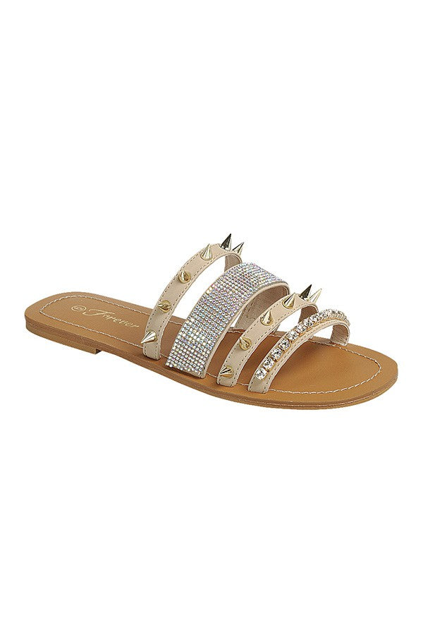 Open Toe Casual Stud Sandals - Taupe