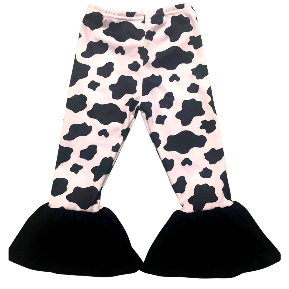 Children's Black & White Cowhide Bell Bottom Pants