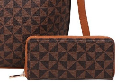 Monogram Accent Wallet  - Brown with Tan Trim