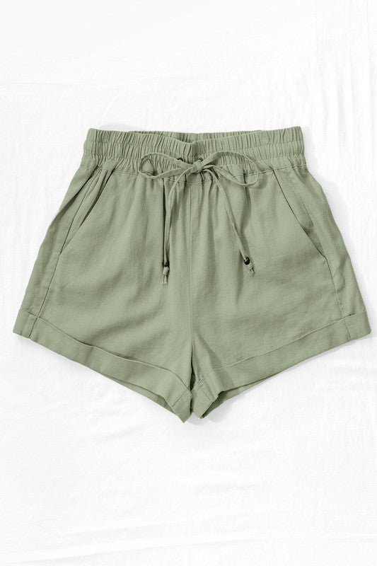 Curvy Girl Linen Shorts with String Tie