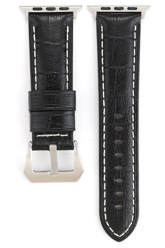 Crocodile Pattern Leather Apple Watch Band