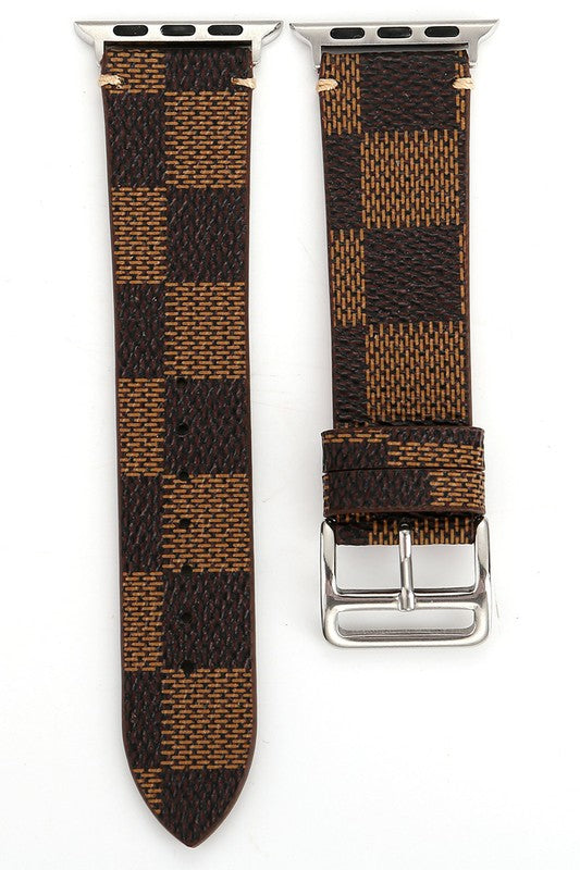Plaid Pattern Leather Apple Watch Band