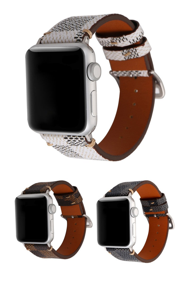 Plaid Pattern Leather Apple Watch Band
