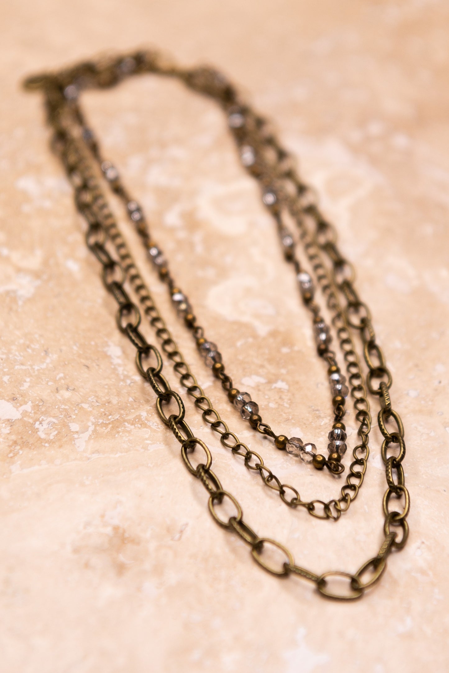 Cybil Beaded Layered Necklace - Bronze