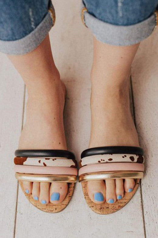 Colorful Strap Slip On Sandal