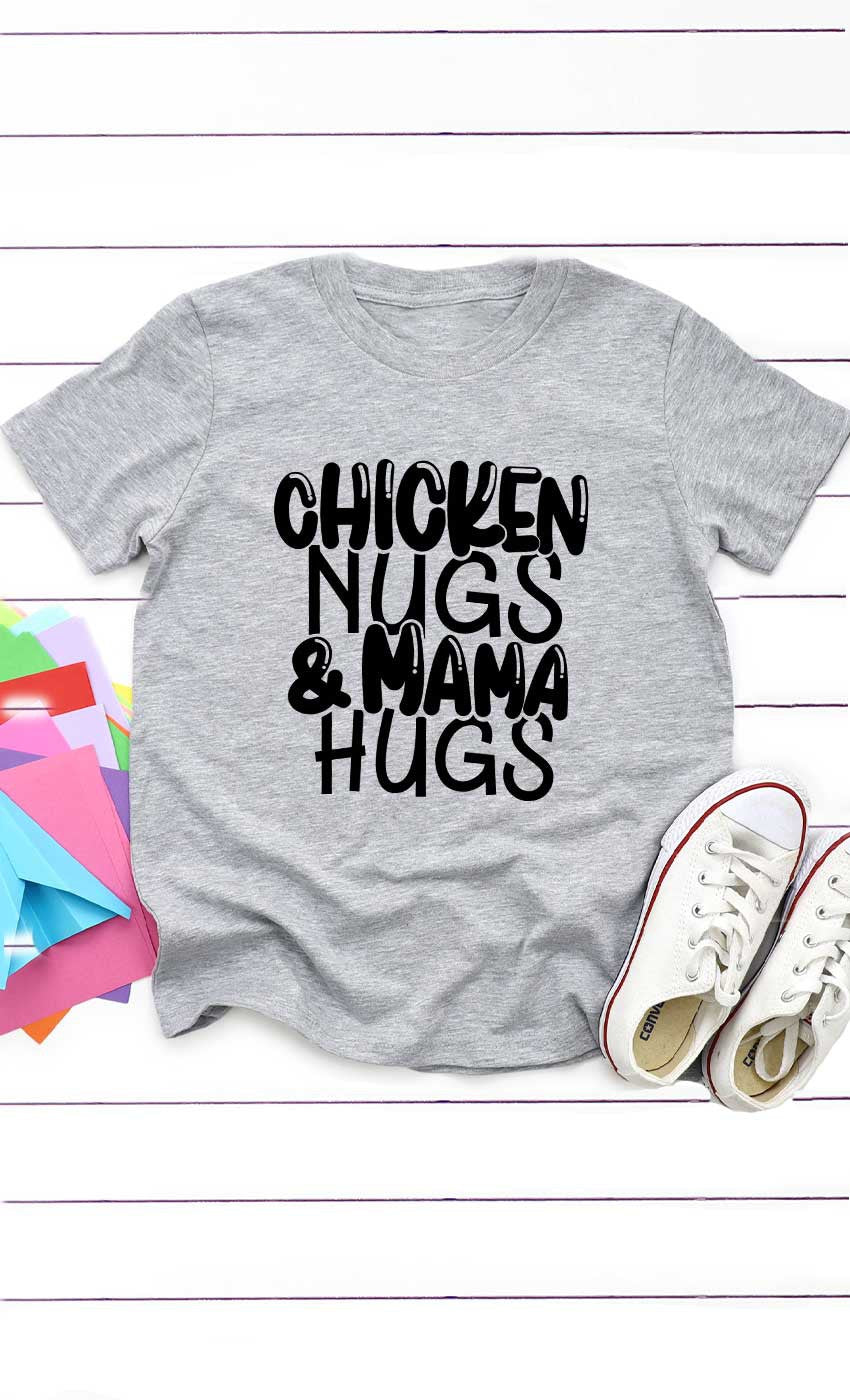 Chicken Nugs and Mama Hugs Children's Graphic Tee - Heather Grey