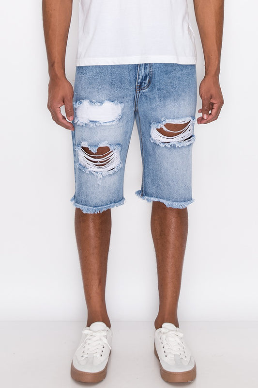 Men's Heavy Distressed Denim Shorts