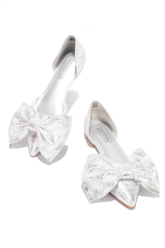 Silver Ribbon Pointy Toe Flat