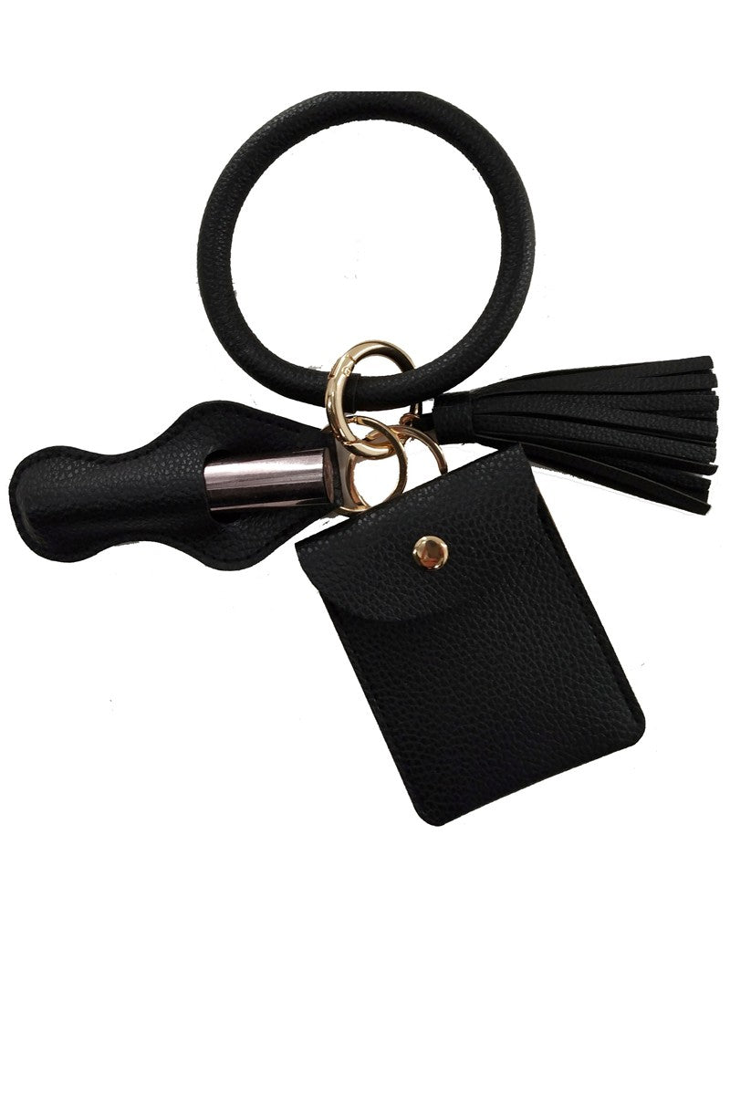 Black Lipstick Bag Ring Bracelet Key Chain