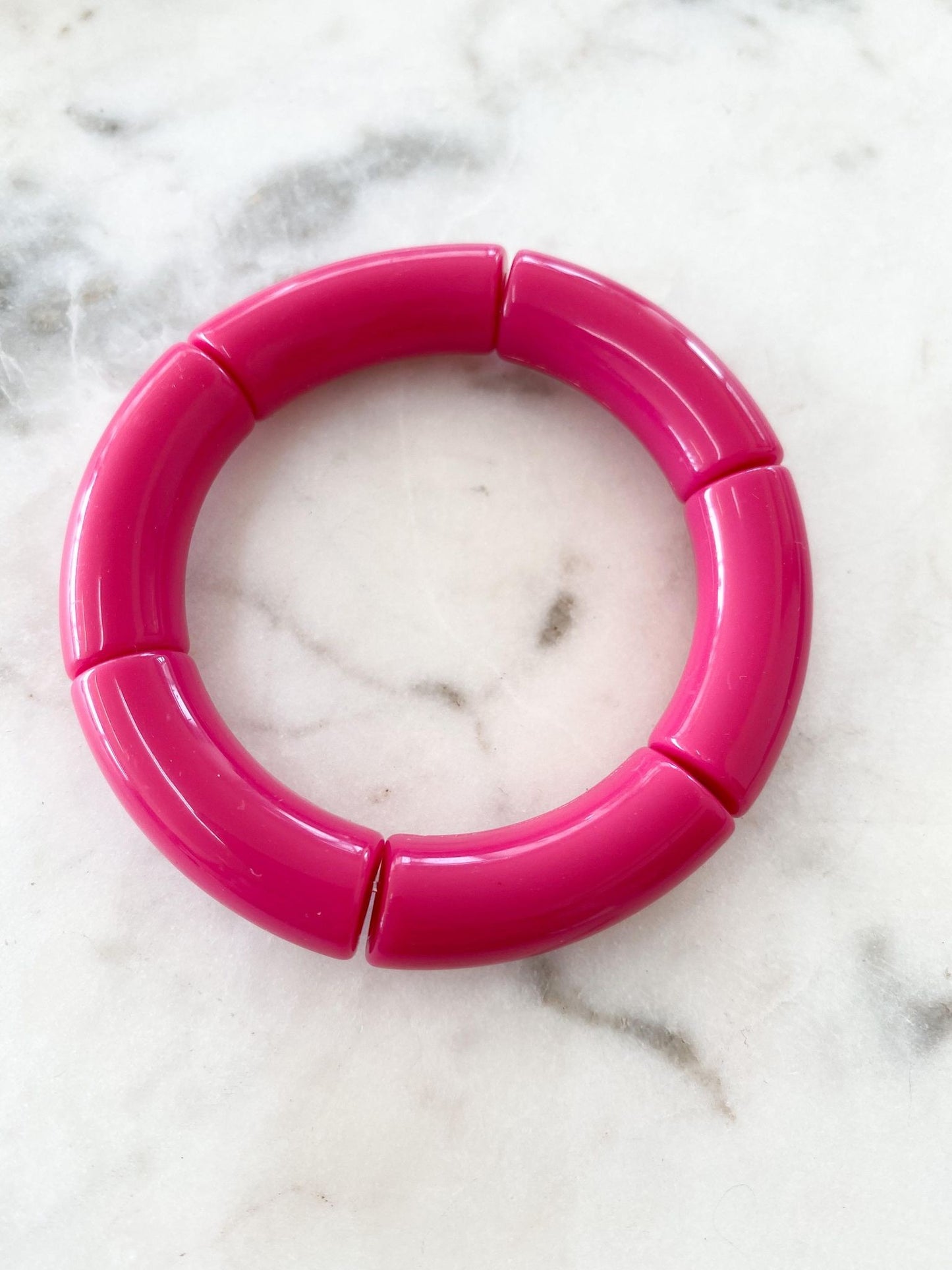 Hot Pink Solid Acrylic Bangle Bracelet