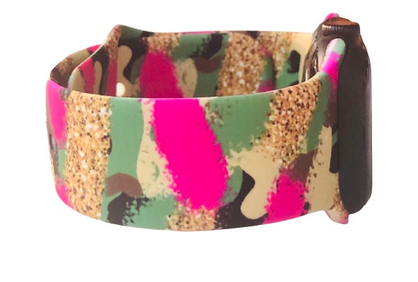 Pink Gold Camouflage Silicone Printed Watch Band