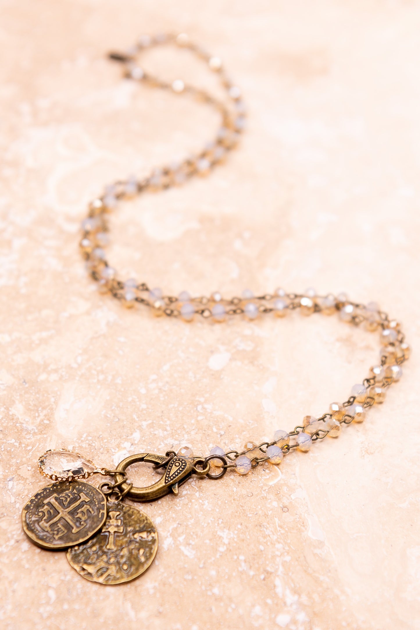 Mimi Beaded Necklace with Coin Charm