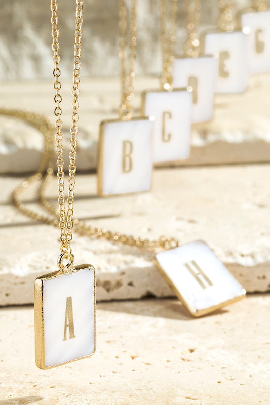 Acrylic Initial Rectangle Pendant Necklace