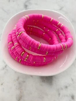 Hot Pink Disc 8mm Heishi Bracelet
