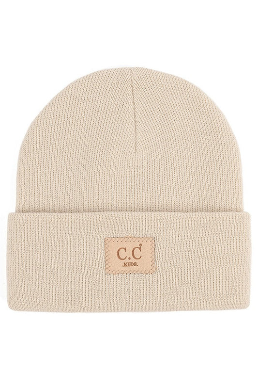 CC Classic Rib Patch Kids Beanie - Beige